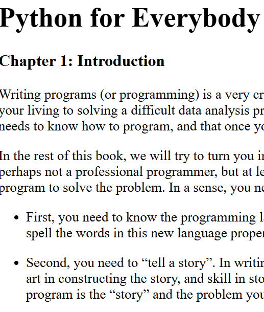 A snippet with a text fragment from a Python book 